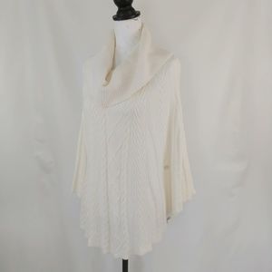 WHBM Women's Ivory Cable Knit Poncho Size xxs/ xs